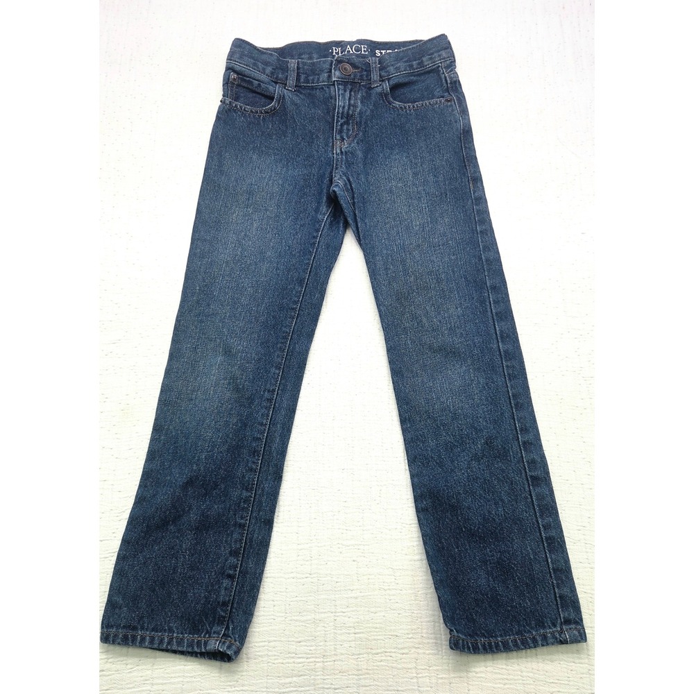 The Childrens Place Boys Straight Leg Jeans Medium Wash Size 7 Adjustable Waist